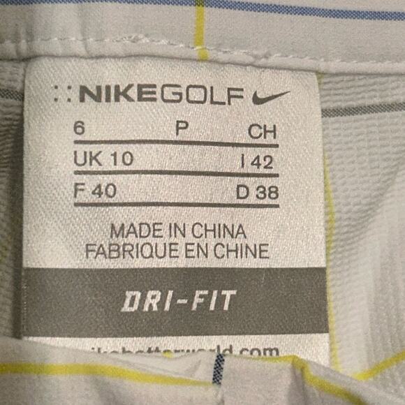 Woman’s Nike Dri-Fit Golf Bermuda Shorts White w/blue & yellow stripes Size 6 - Picture 4 of 11